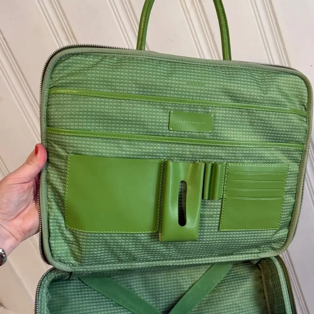 Ro Lulu lime green designer messenger laptop carry on bag purse briefcase